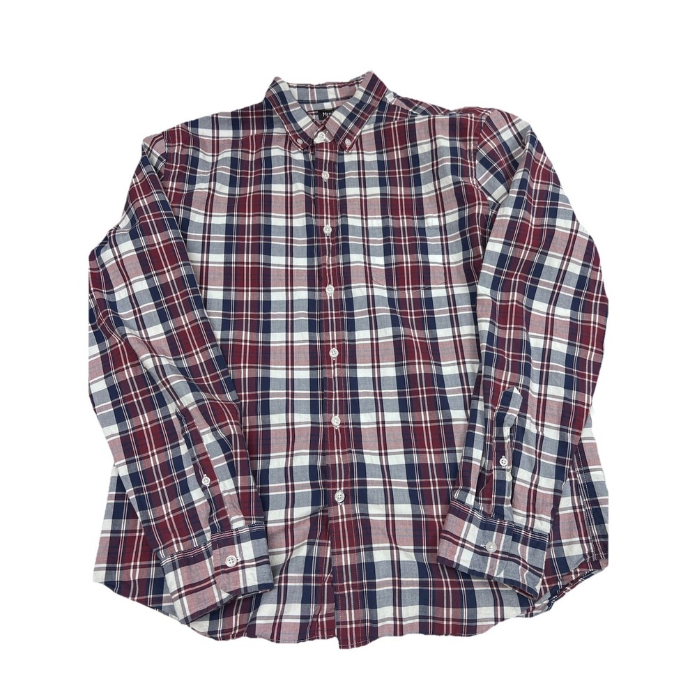 J Crew Mercantile Flex Shirt XL Slim Fit Purple Check Long Sleeve Button Down